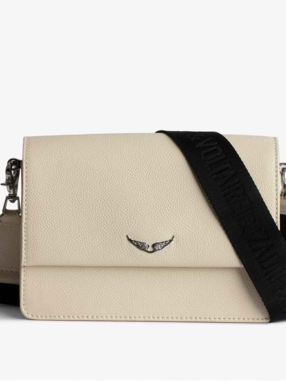 Zadig & Voltaire Cream Crossbody Bag with Black Strap